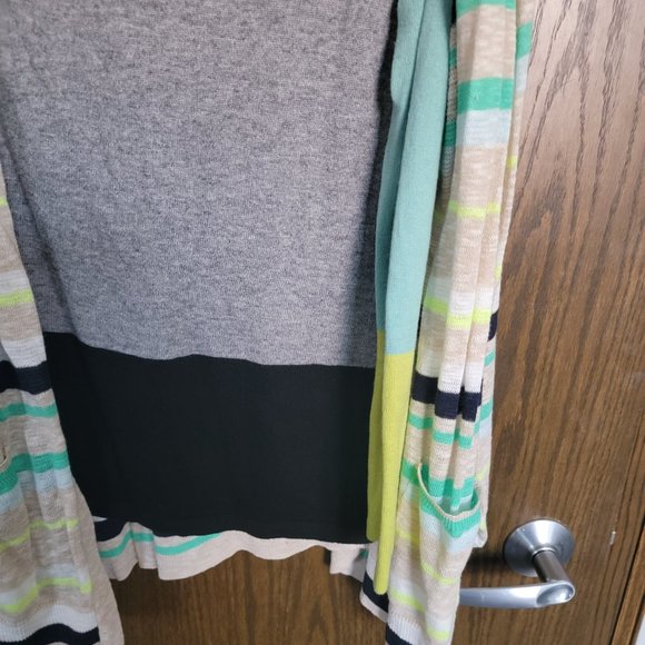 Vince Camuto Colorblock Sweater Lime Grey Navy Blue Mint Size Medium - Picture 8 of 10